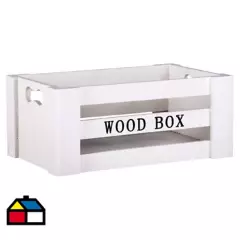 HOMY - Caja decorativa Wood 25,2x10,8  blancas