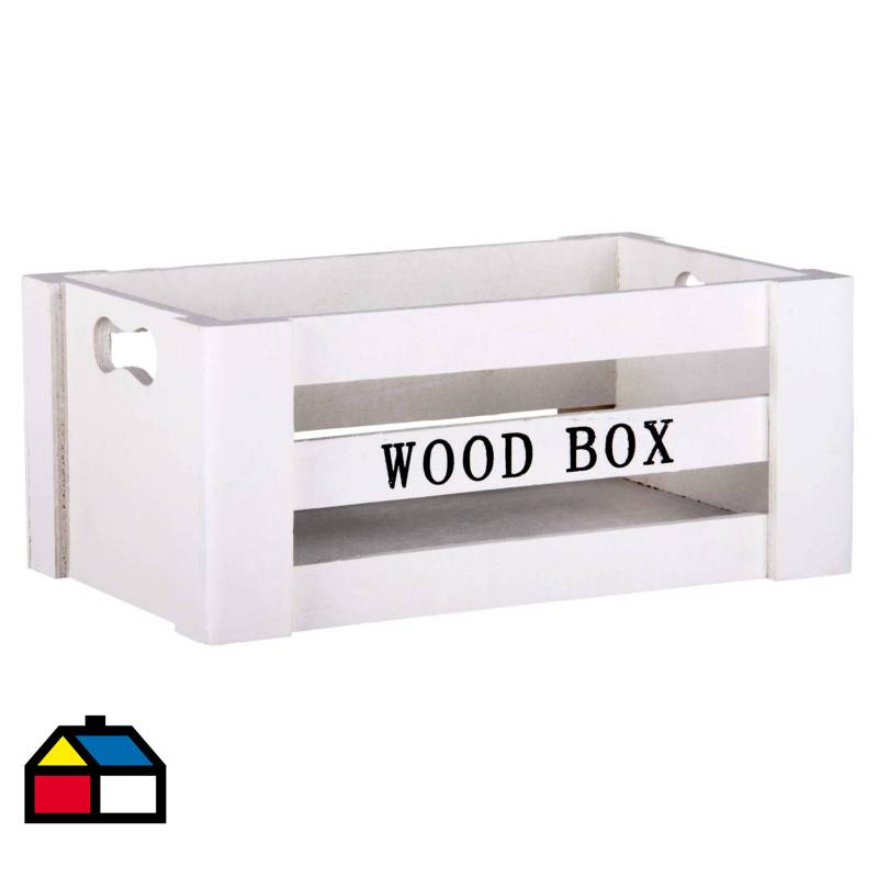 HOMY - Caja decorativa Wood 25,2x10,8  blancas.