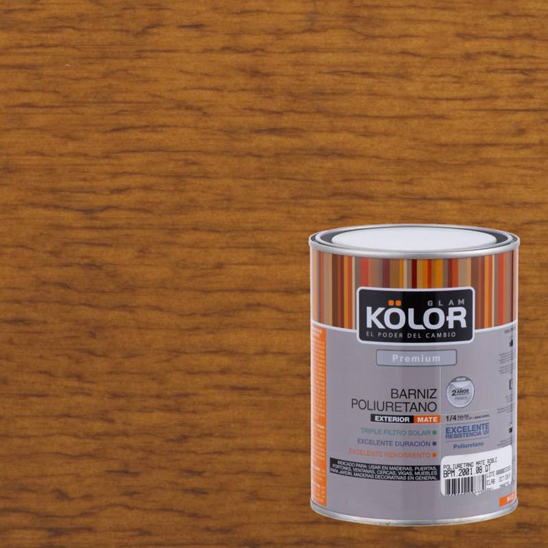 KOLOR - Barniz poliuretano mate 1/4 gl roble