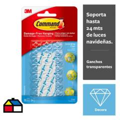 COMMAND - Mini Ganchos Decorativos, Transparentes, 20 und