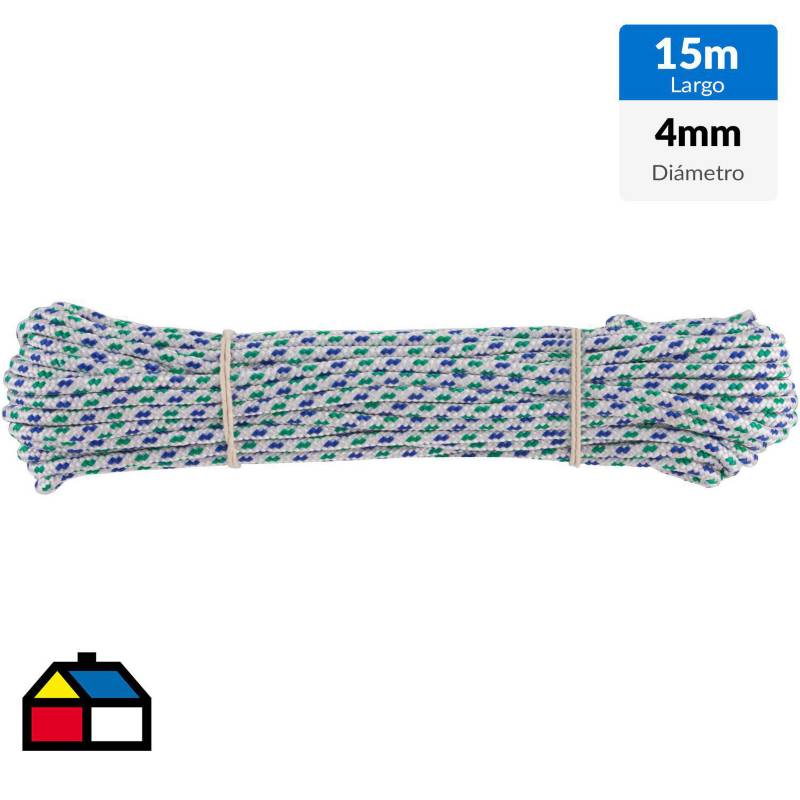 FIXSER - Cuerda de polipropileno trenzado 4 mm x 15 m