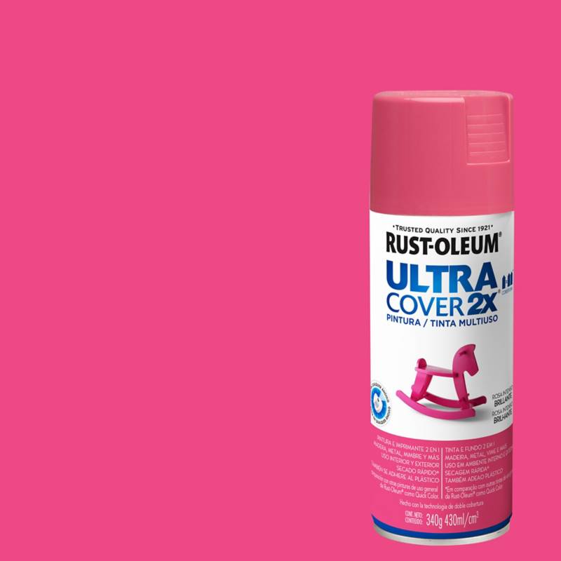 RUST OLEUM - Pintura en spray brillante 340 gr rosado intenso