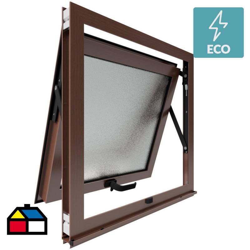 WINTEC - Ventana proyectante termopanel stipolite aluminio 60x60cm madera