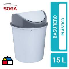 SOGA - Basurero de Plástico 15 Lts Gris