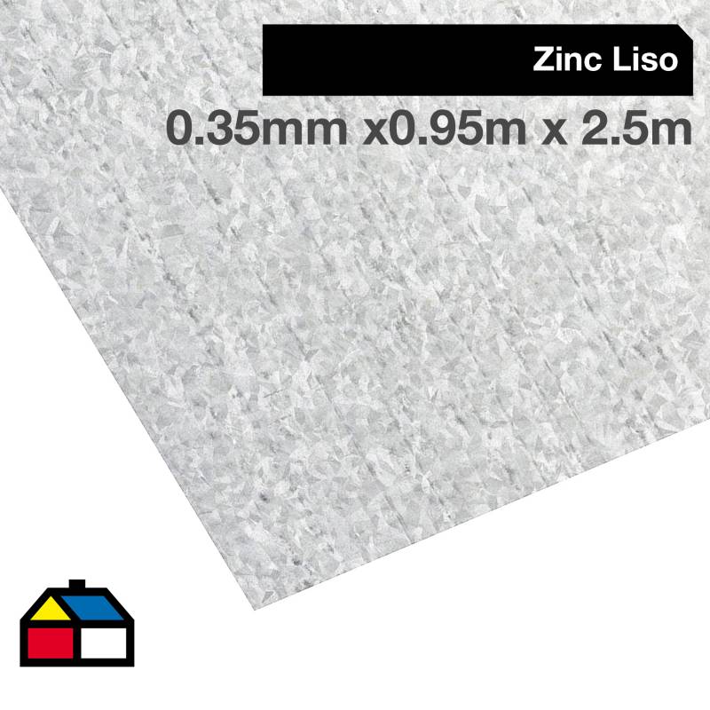 GENERICO - 0.35 x 950 x 2500 mm. Plancha Lisa. Zinc Recubrimiento AZM150