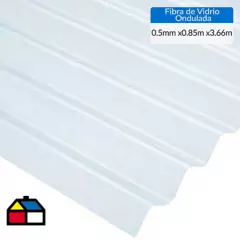 FEMOGLAS - Plancha fibra de vidrio ondulada natural 0.5mmx0.85mx3.66m