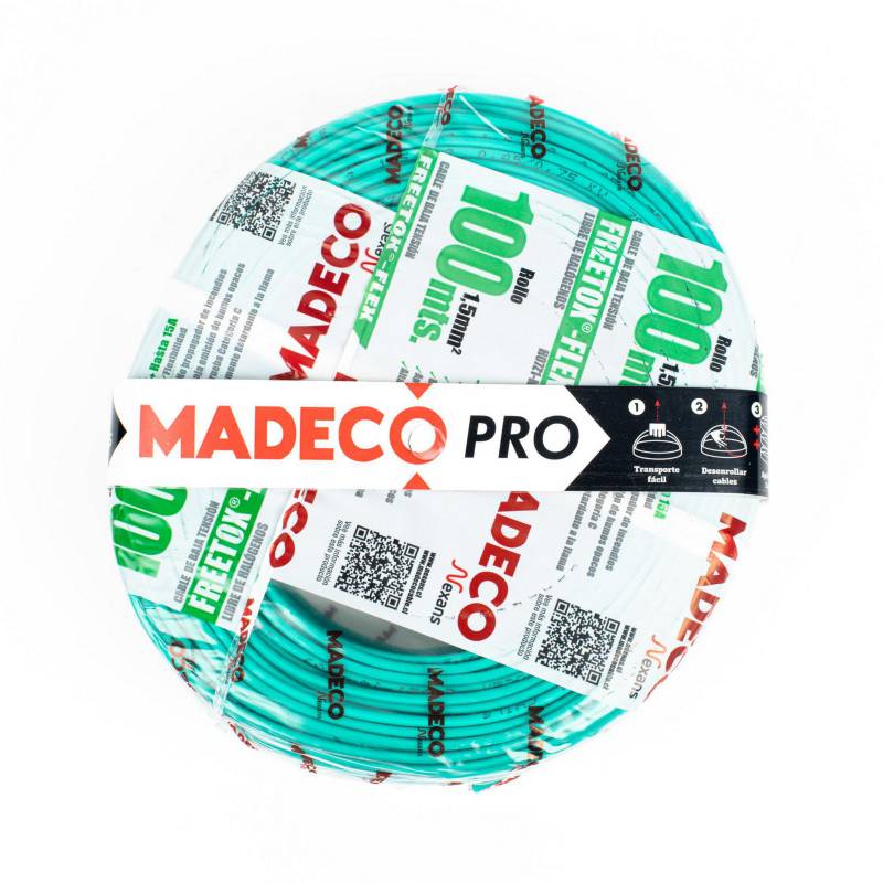 MADECO - Cable libre de halógenos (H07Z1K) 1,5mm2 100 m Verde
