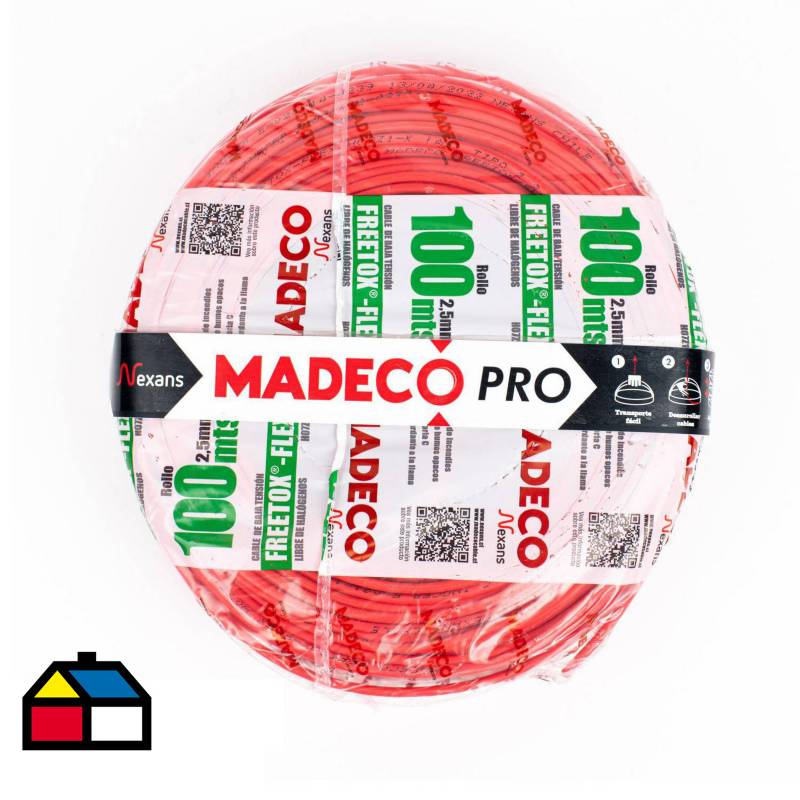 MADECO - Cable libre de halógenos (H07Z1K) 2,5mm2 100 m Rojo