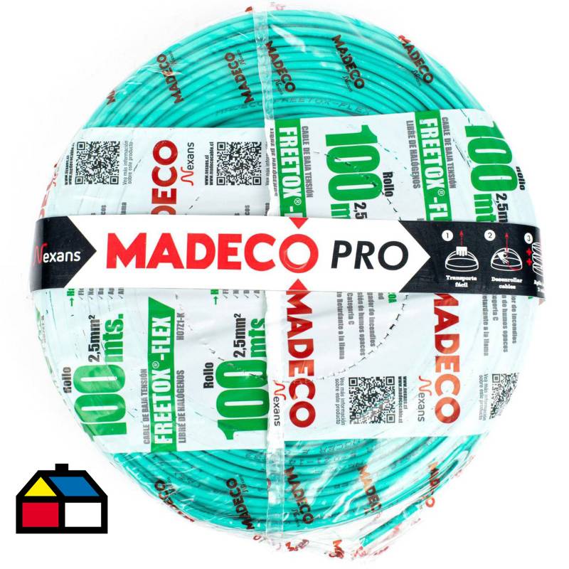 MADECO - Cable libre de halogenos Pro 2.5 mm2 verde 100 m.