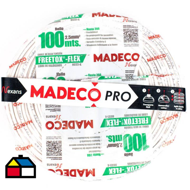 MADECO - Cable libre de halogenos Pro 2.5 mm2 blanco 100 m.