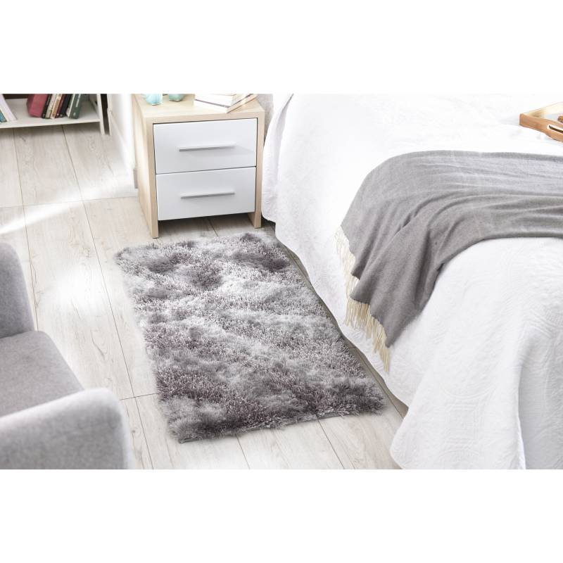 JUST HOME COLLECTION - Bajada de cama shaggy ondas 60x110 cm gris