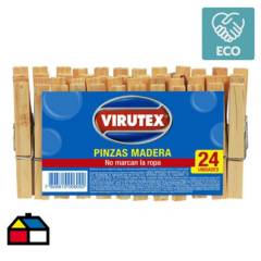 VIRUTEX - Pinzas para ropa de madera x24