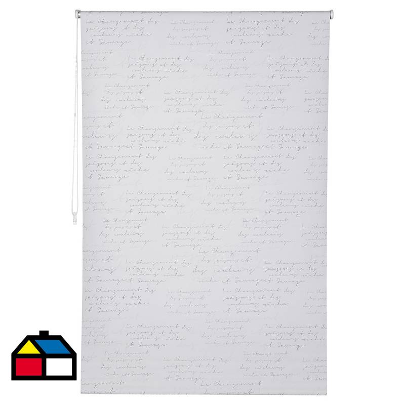 JUST HOME COLLECTION - Cortina roller black out Letras blanco 160x165 cm