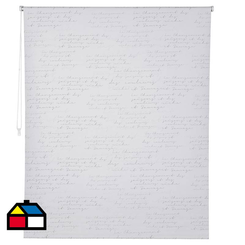 JUST HOME COLLECTION - Cortina roller black out Letras blanco 160x165 cm