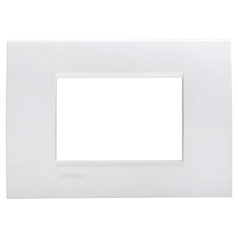 BTICINO - Placa rectangular 3 módulos plateado