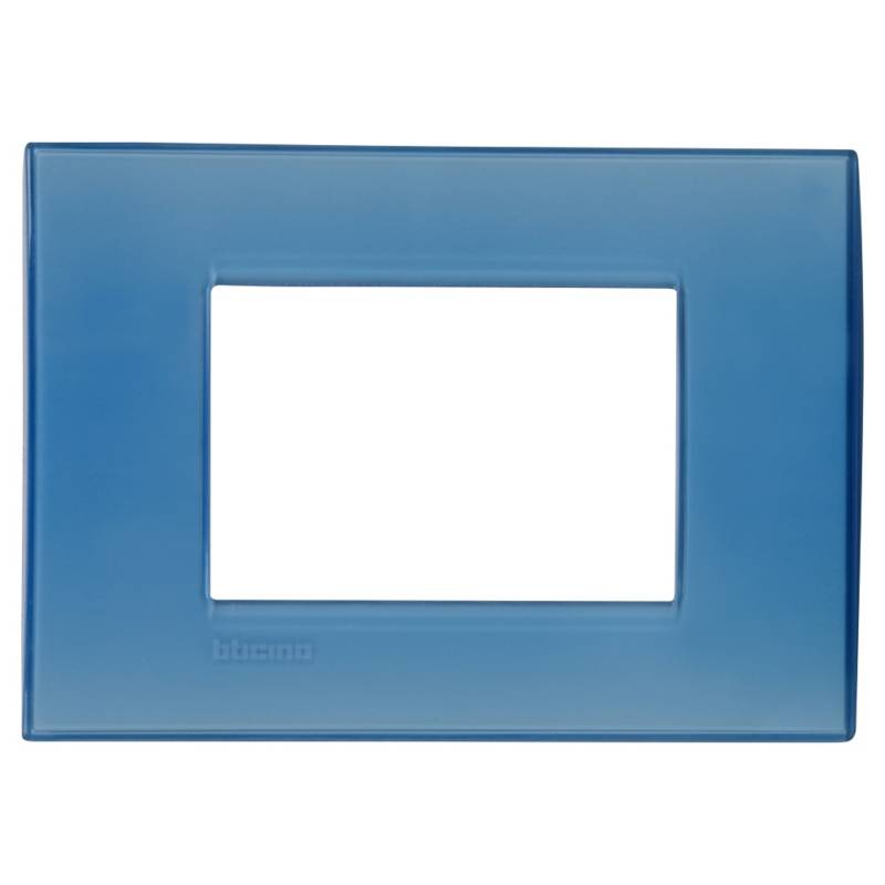 BTICINO - Placa rectangular 3 módulos azul