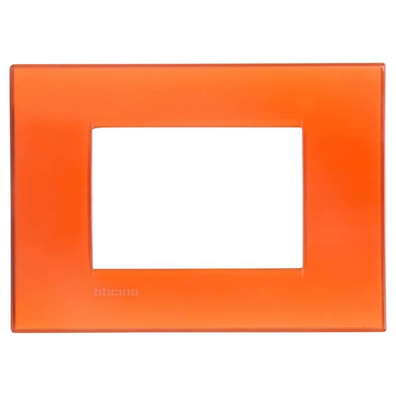 BTICINO - Placa rectangular 3 módulos naranjo