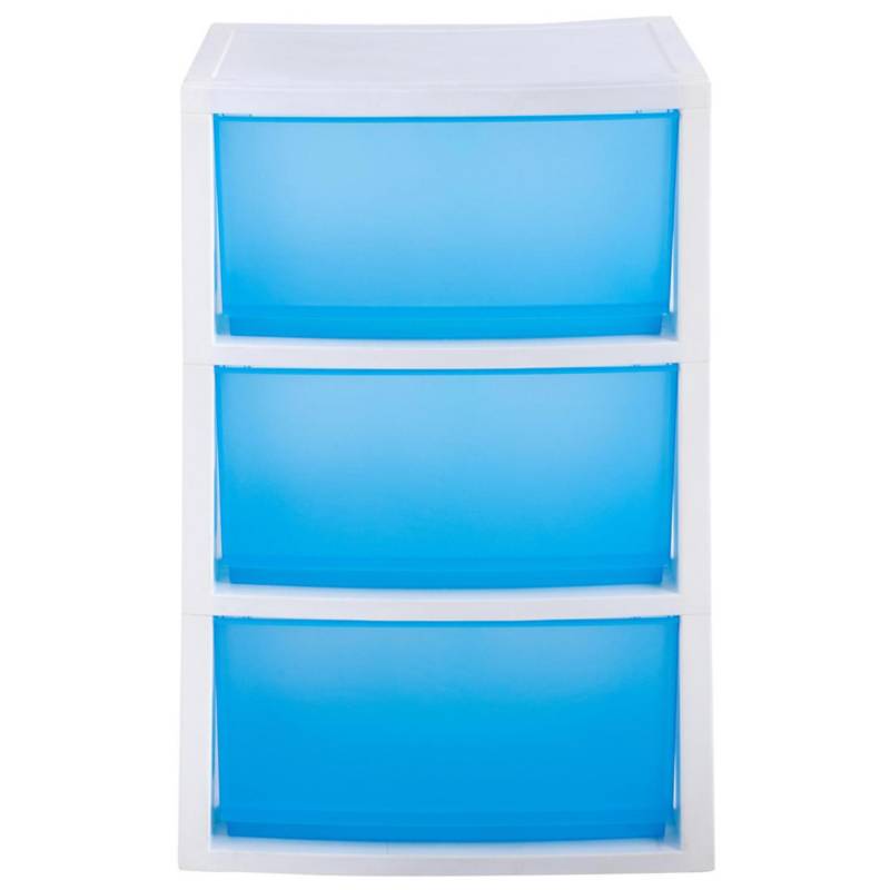 Cajonera multiuso plástico 70x39x50 cm 3 cajones azul