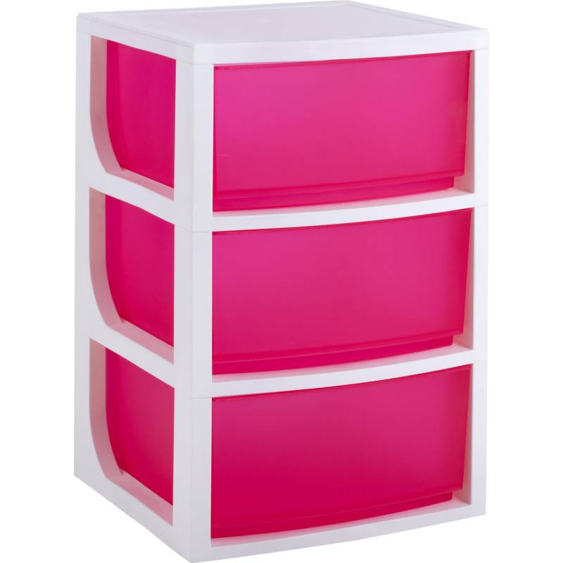 Cajonera multiuso plástico 70x39x50 cm 3 cajones rosado