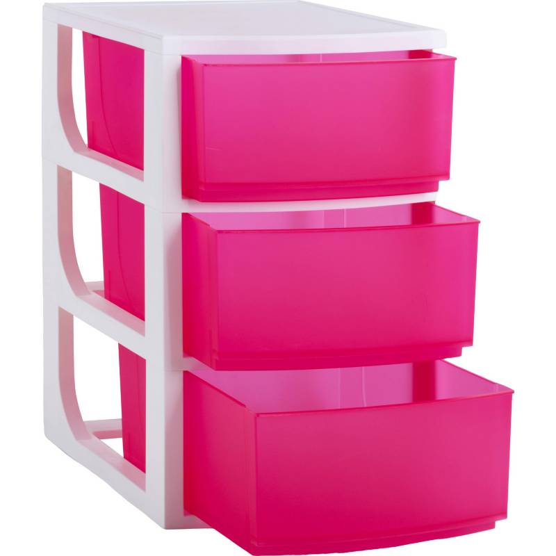 Destreza Rizo Aislar Cajonera multiuso plástico 70x39x50 cm 3 cajones rosado | Sodimac Chile