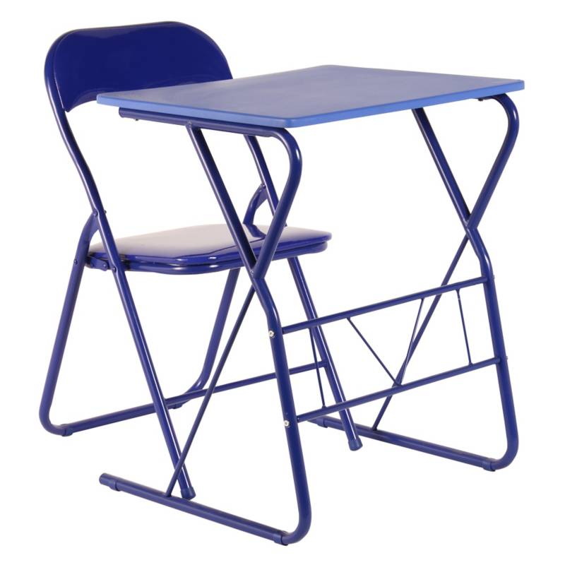 Escritorio con silla plegable azul