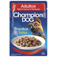 CHAMPION DOG - Alimento húmedo para perro adulto 100 gr carne y vegetales