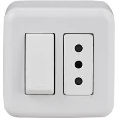 SCHNEIDER ELECTRIC - Interruptor simple (9/12) y tomacorriente de sobreponer 10 A Blanco