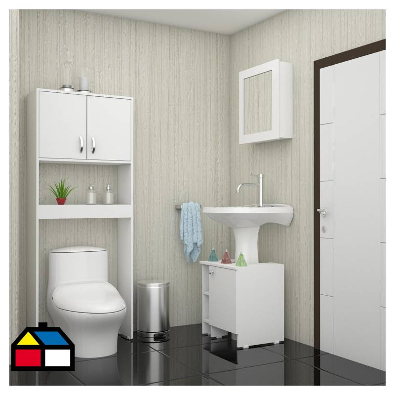 RTA DESIGN - Kit de botiquín para baño + lavamanos + estante blanco