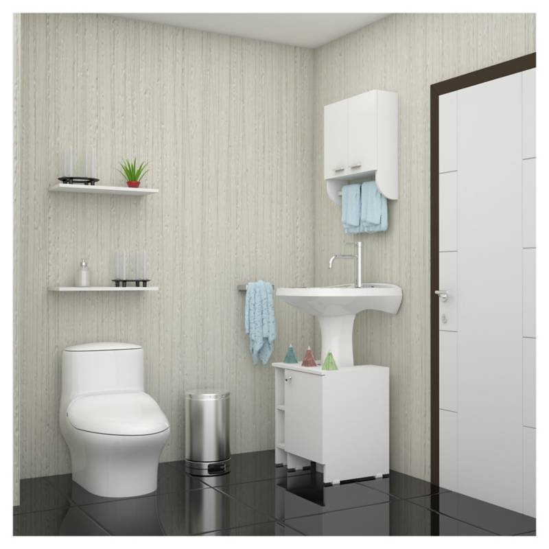 RTA DESIGN - Kit de botiquín para baño + lavamanos Blanco