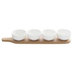 JUST HOME COLLECTION - Set de bowls con bandeja 4 unidades blanco