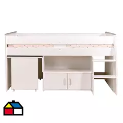 HOMY - Cama 1,0 plaza 183x206x185 escritorio multifuncional blanca