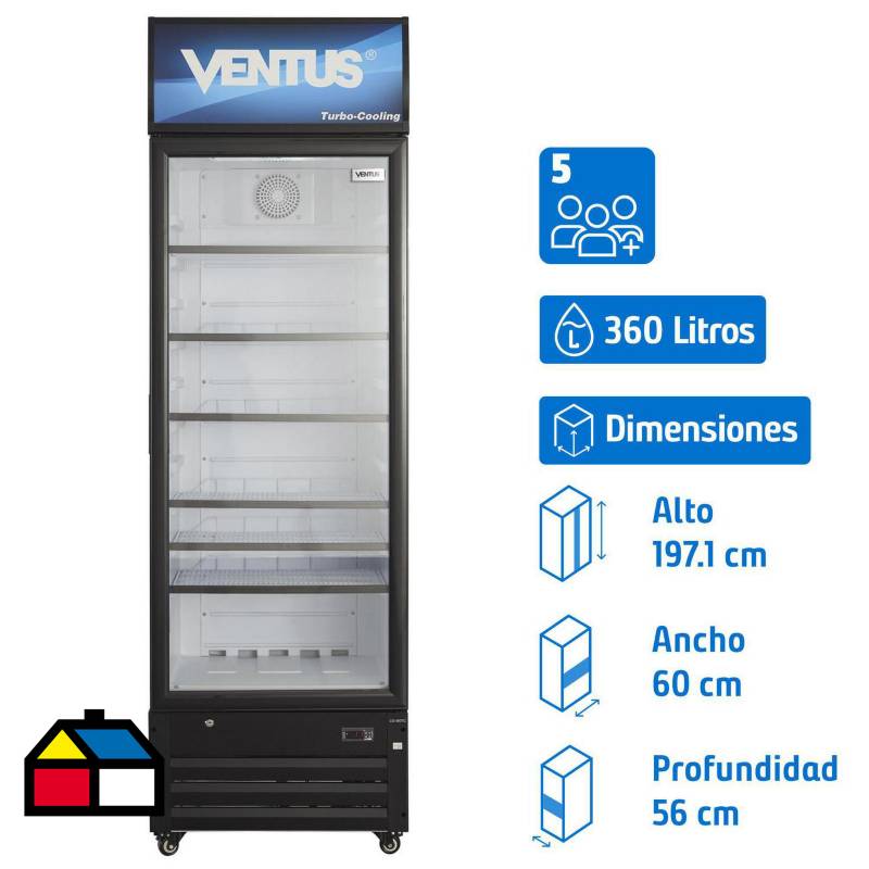 VENTUS - Visi-Cooler 1 puerta 360 litros negro