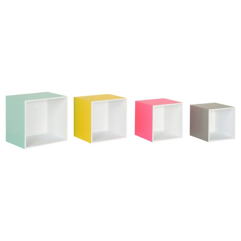 HOMY - Set de cubos de colores MDF 29x32x32 cm 4 unidades