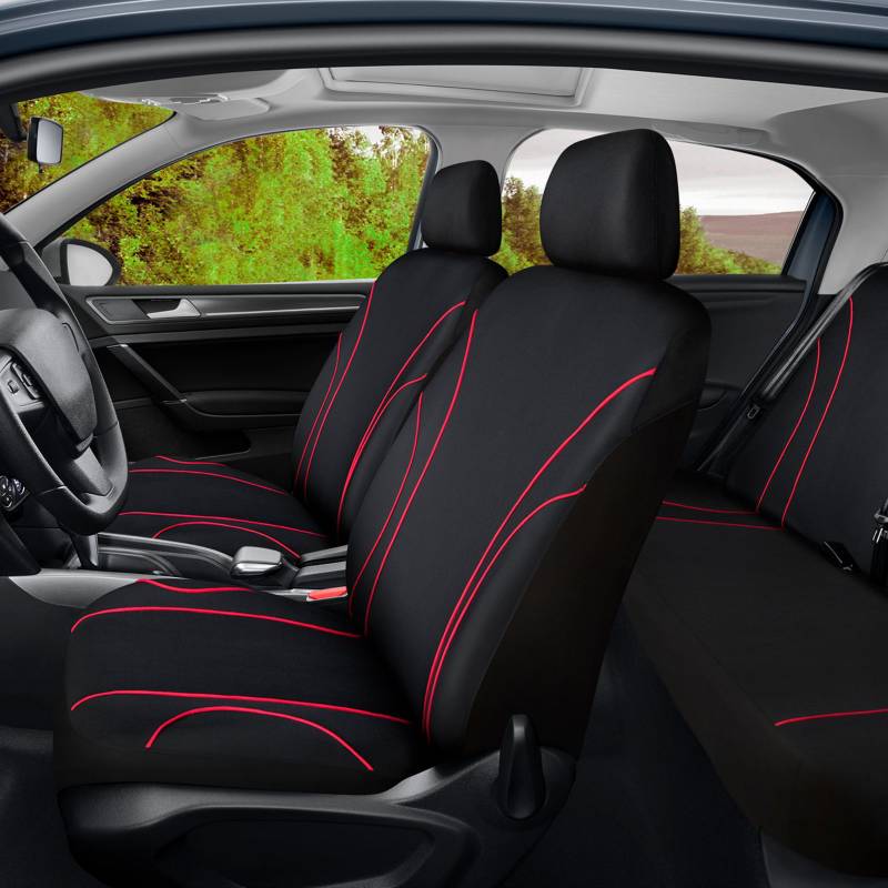 Respaldo negro y rojo de tela para asiento de carro