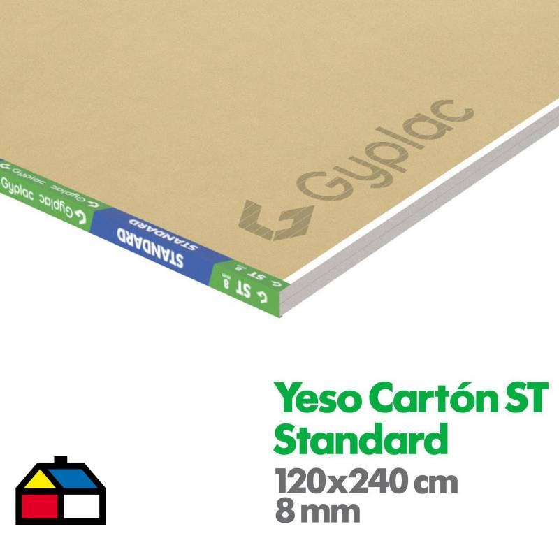 GYPLAC - Yeso Cartón Standard borde rebajado 8 mm 120x240 cm