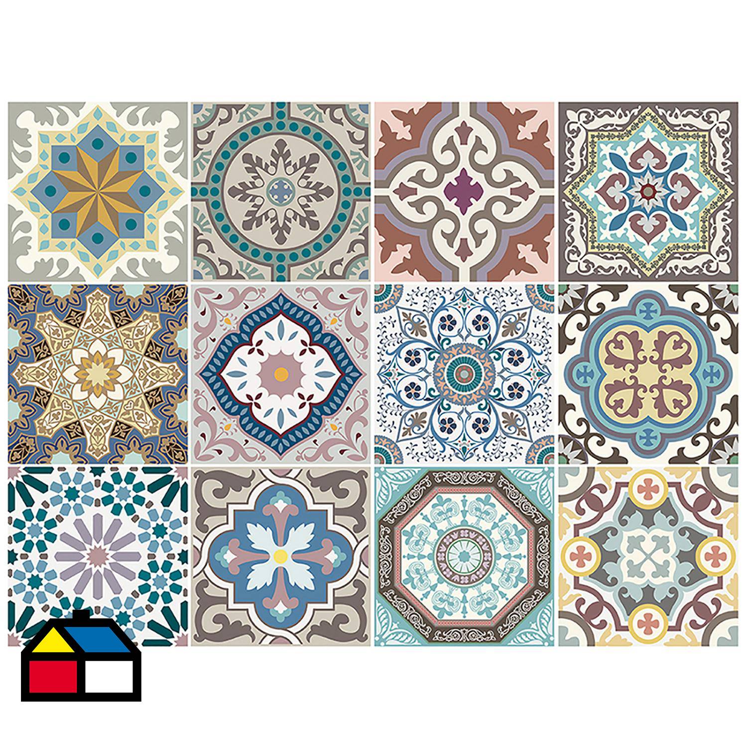 Set de azulejos adhesivos 15x15 cm 12 unidades