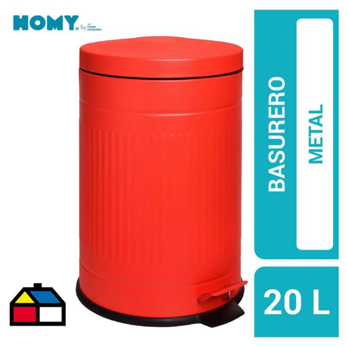 Basurero de Metal 20 Lts Rojo - Homy.cl