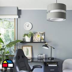 JUST HOME COLLECTION - Lámpara de colgar tela 1 luz E27 gris