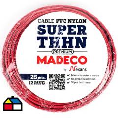 MADECO - Cable eléctrico Premium (Thhn) 12 Awg 25 m Rojo