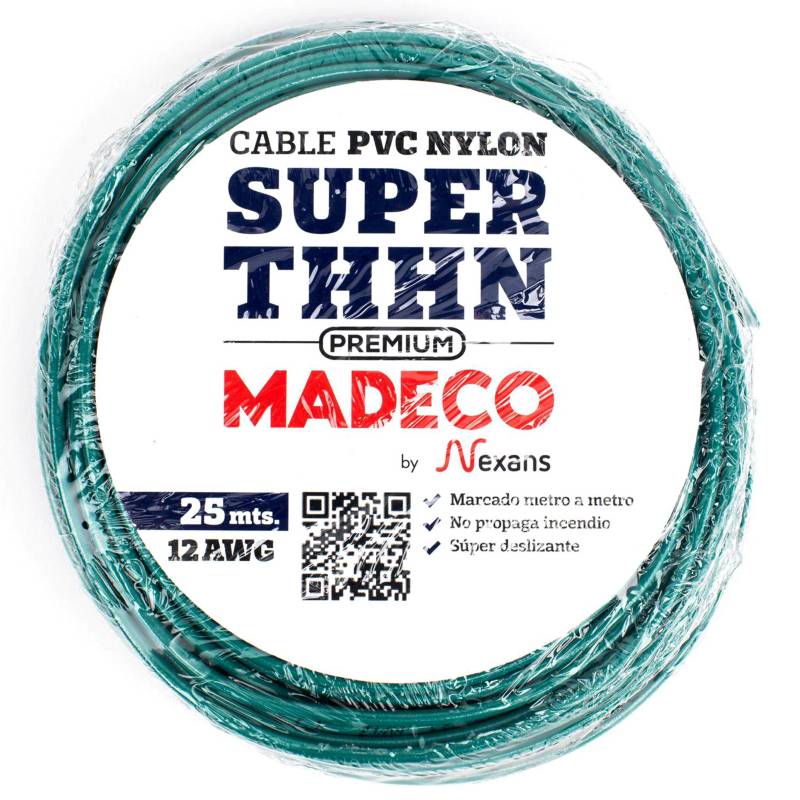 MADECO - Cable eléctrico Premium (Thhn) 12 Awg 25 m Verde