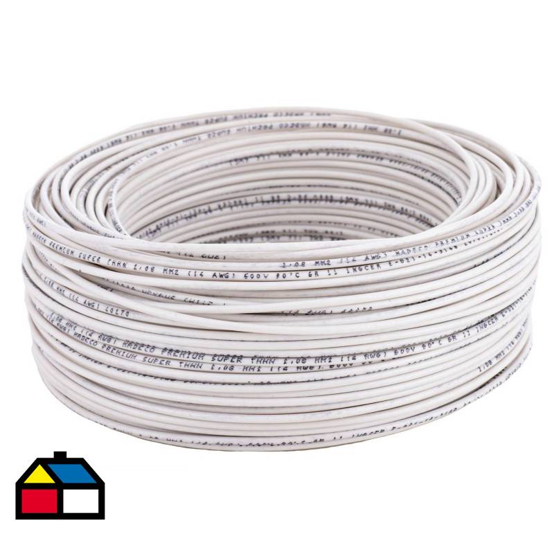 MADECO - Cable eléctrico Premium (Thhn) 14 Awg 100 m Blanco
