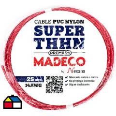 MADECO - Cable eléctrico Premium (Thhn) 14 Awg 25 m Rojo