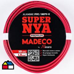 MADECO - Alambre de cobre aislado Premium (H07V-U) 1,5 mm2 10 m Rojo