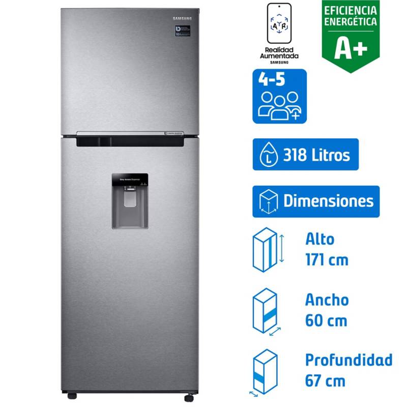 SAMSUNG - Refrigerador no frost top mount freezer 318 litros silver