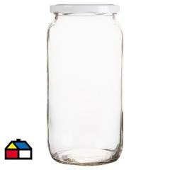 CASA BONITA - Frasco con tapa blanca 1 litro vidrio transparente