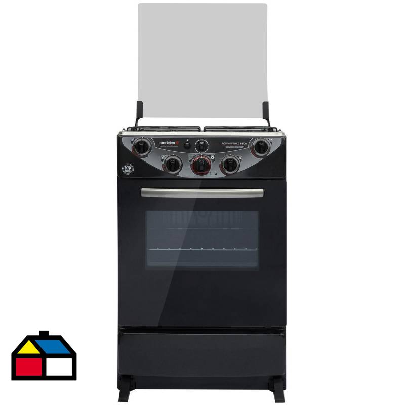 SINDELEN - Cocina a Gas 4 Platos Negro/gris CH-9500
