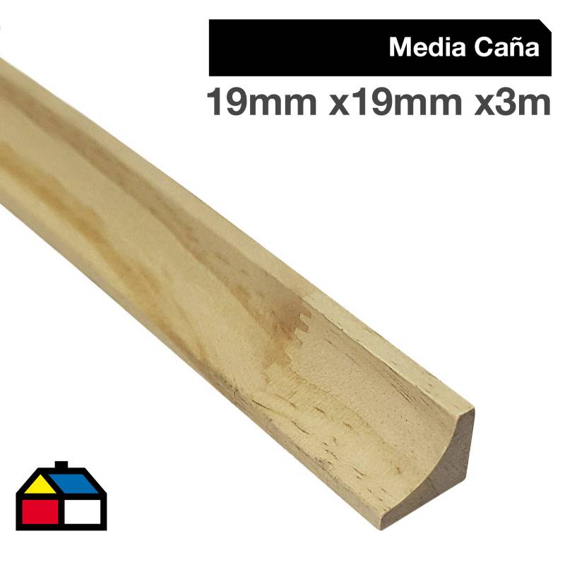 GENERICO - Media caña pino Finger 19x19 mm x 3.00 m