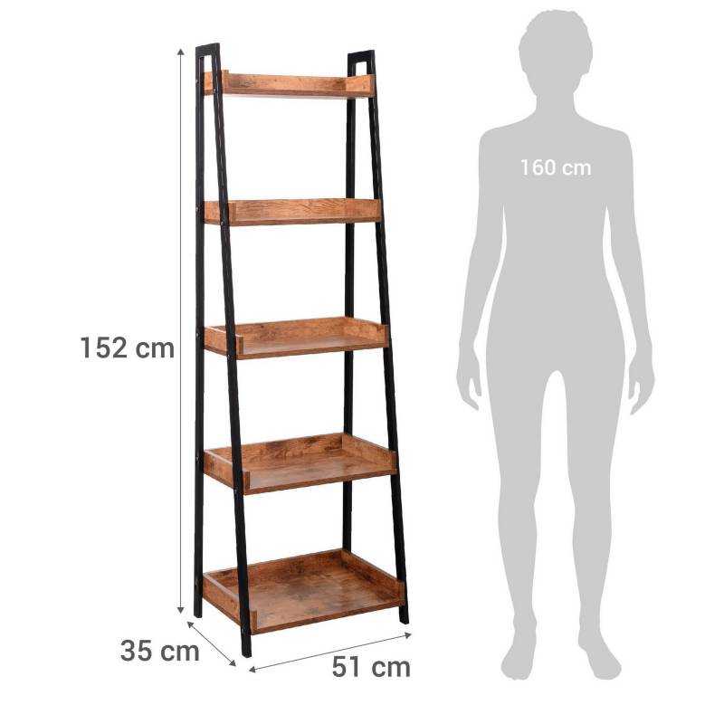 Estante tipo escalera, estante de pie, estante de madera RELA de