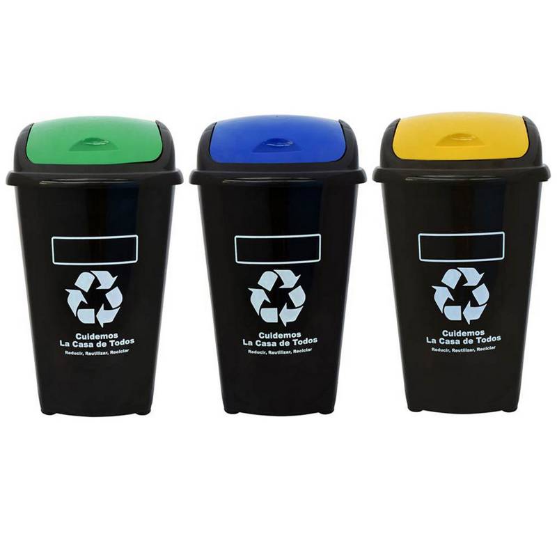 SOGA - Set de basureros Con Tapa 60 litros 3 unidades