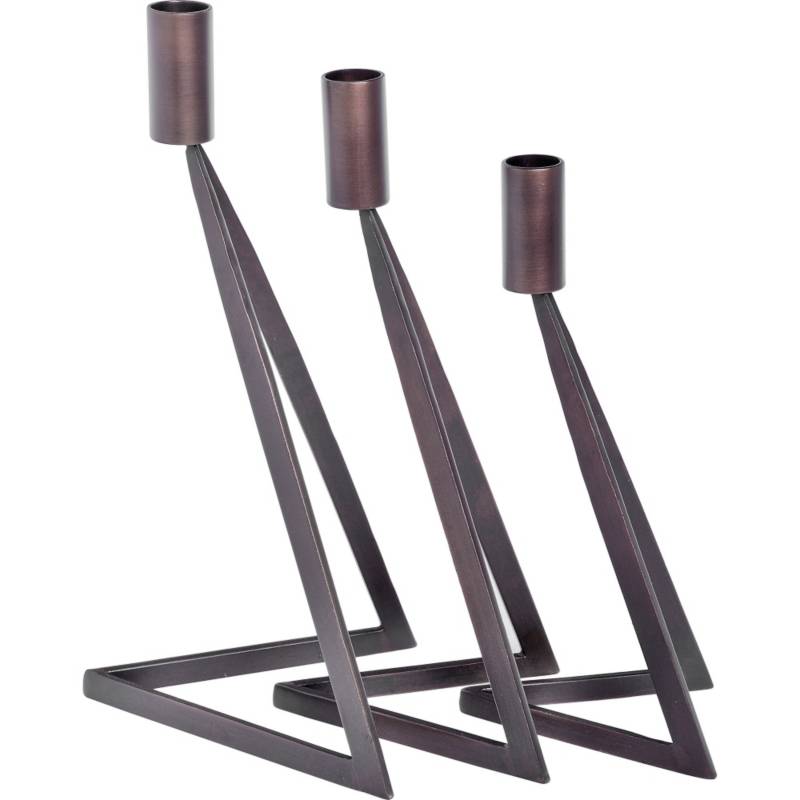 FLORACENTER - Set de candelabros 3 unidades negro